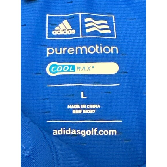 Adidas Puremotion CoolMax Golf Polo  Dark Blue Size Large Moisture Wicking MENS - Picture 3 of 8
